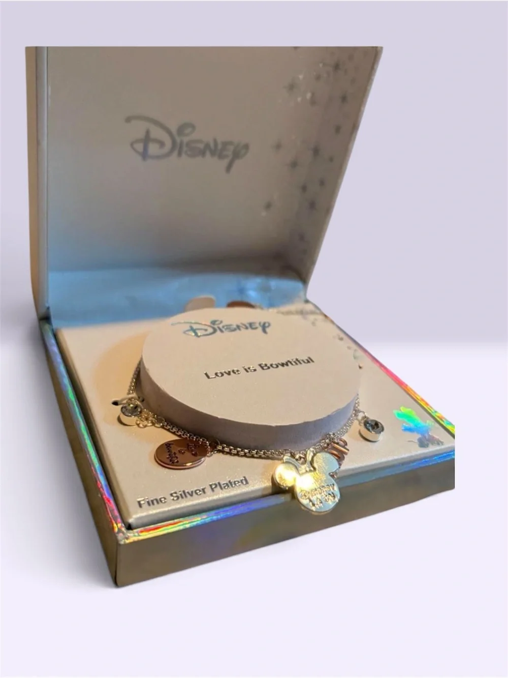 Disney Silver-Tone Minnie Mouse Charm Bracelet - Silver & Gold Accents